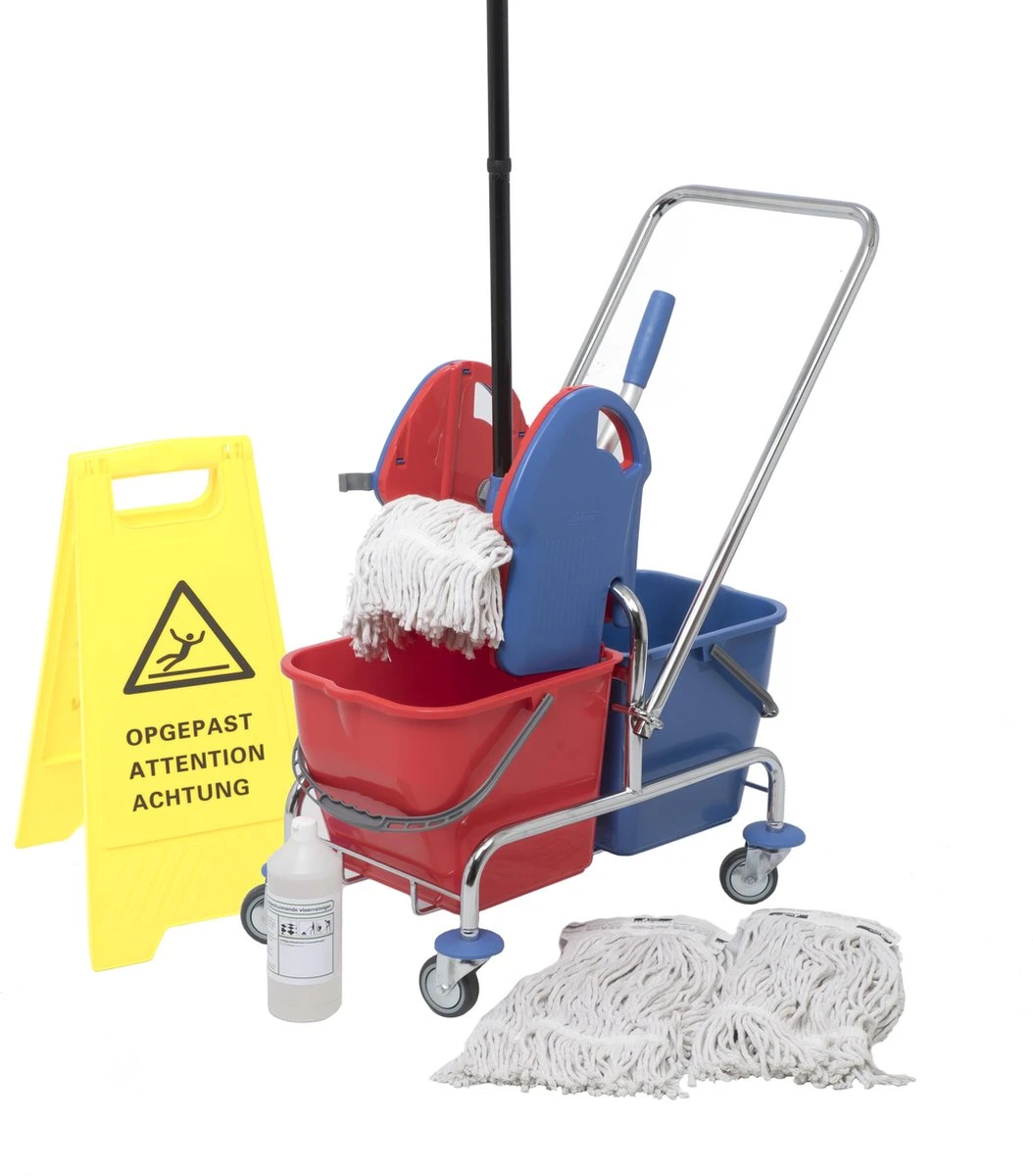 MAUS Dweil Set Professional 2x20liter - Compleet Dweilsysteem - Dubbele Mopwagen Set - Professioneel Dweilen 3 MAUS Dweil Set Professional 2x20liter - Compleet Dweilsysteem - Dubbele Mopwagen Set - Professioneel Dweilen