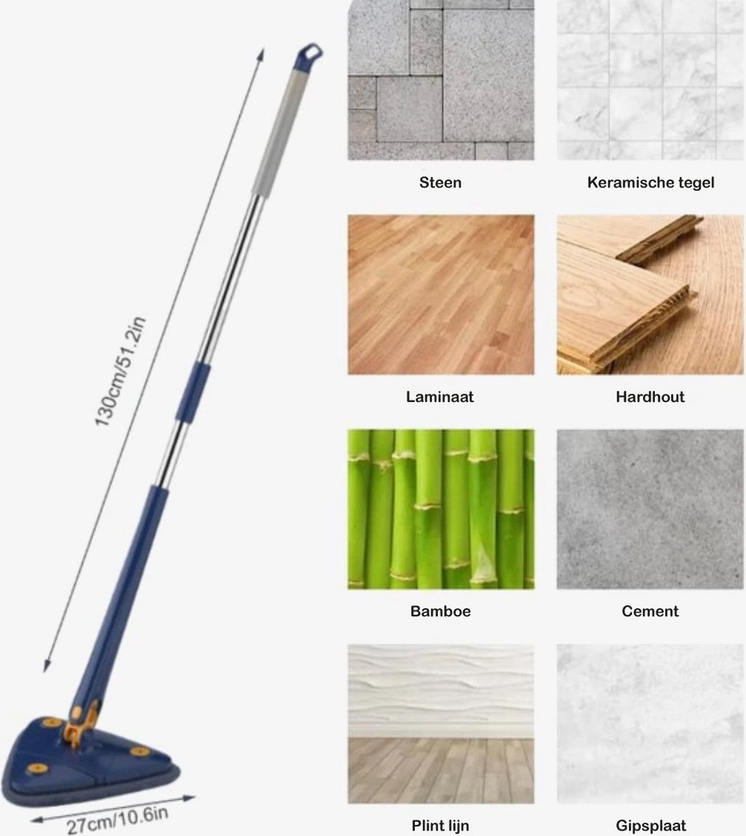 Premium Driehoekige Dweil Met Wringer - Verstelbaar En 360 Graden Draaibaar – Dweilsysteem Incl. 3 Microvezel Doeken 10 Premium Driehoekige Dweil Met Wringer - Verstelbaar En 360 Graden Draaibaar – Dweilsysteem Incl. 3 Microvezel Doeken - Afbeelding 8