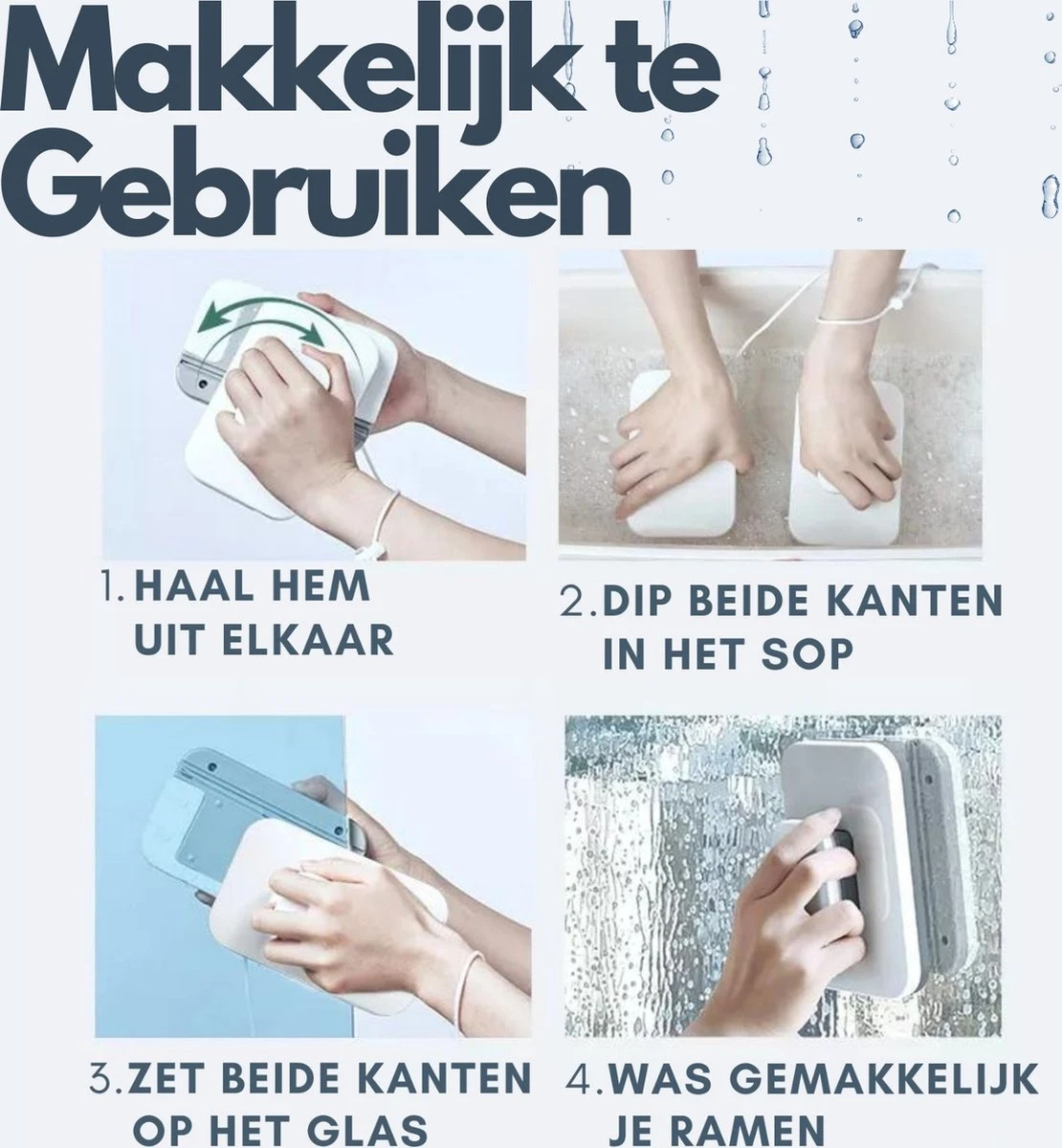 Levine Magnetische Ramenwasser - Ruitenreiniger - Herbruikbare Reiniging Pads 4 Levine Magnetische Ramenwasser - Ruitenreiniger - Herbruikbare Reiniging Pads - Afbeelding 2