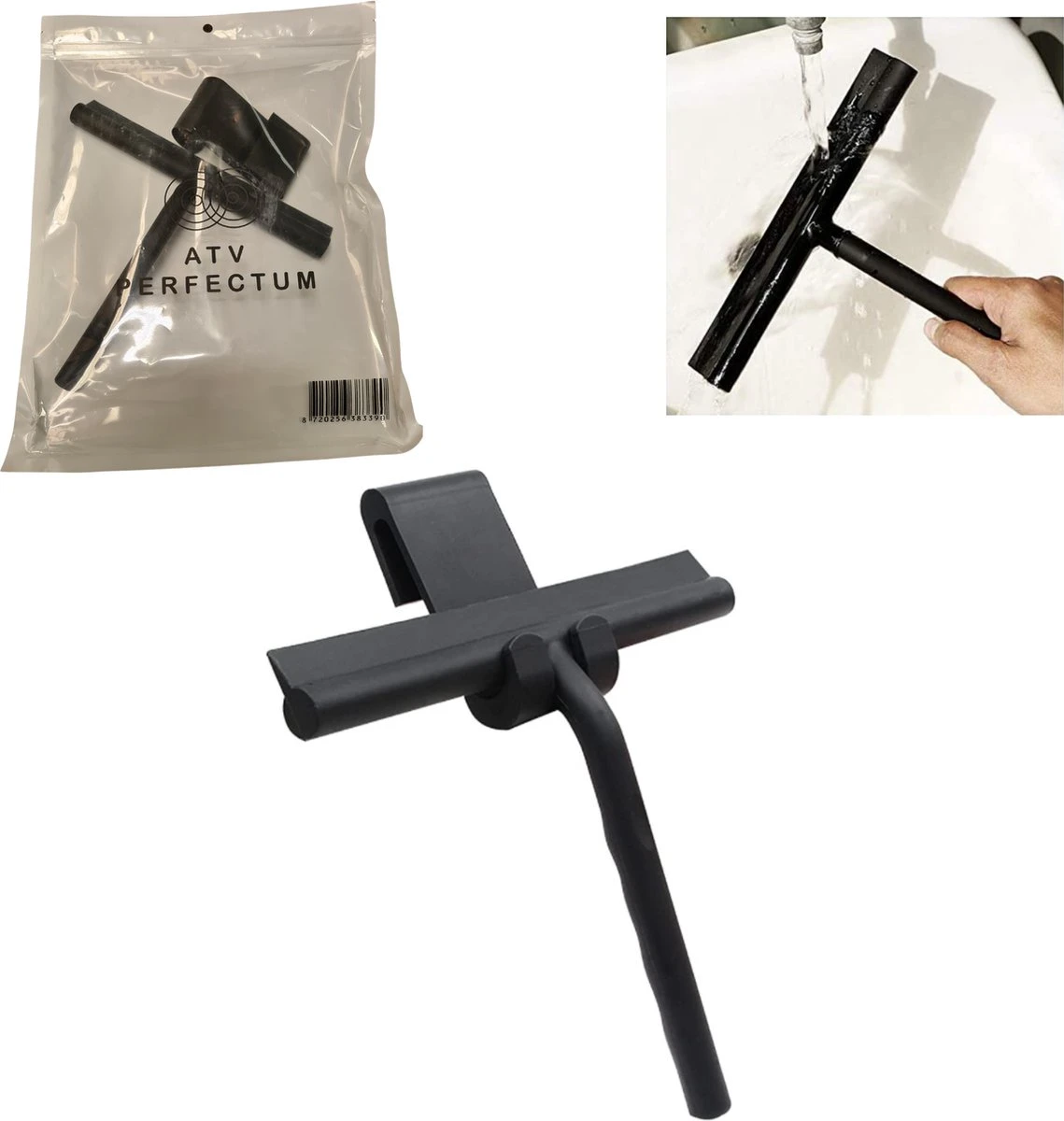 ATV PERFECTUM Douchewisser Zwart Met Ophangsysteem - Raamwisser- Trekker Douche - Silicone - 21cm X 16cm - Badkamer Accessoires - Douchewisser 11 ATV PERFECTUM Douchewisser Zwart Met Ophangsysteem - Raamwisser- Trekker Douche - Silicone - 21cm X 16cm - Badkamer Accessoires - Douchewisser - Afbeelding 9