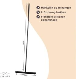 Mellira - Vloerwisser - Vloertrekker Met Steel - Watertrekker Voor Douche - Douchewisser Badkamer - Inclusief Ophanghaak - RVS - Zwart (kerstcadeau Met Verpakking) -Bol. 1157x1200