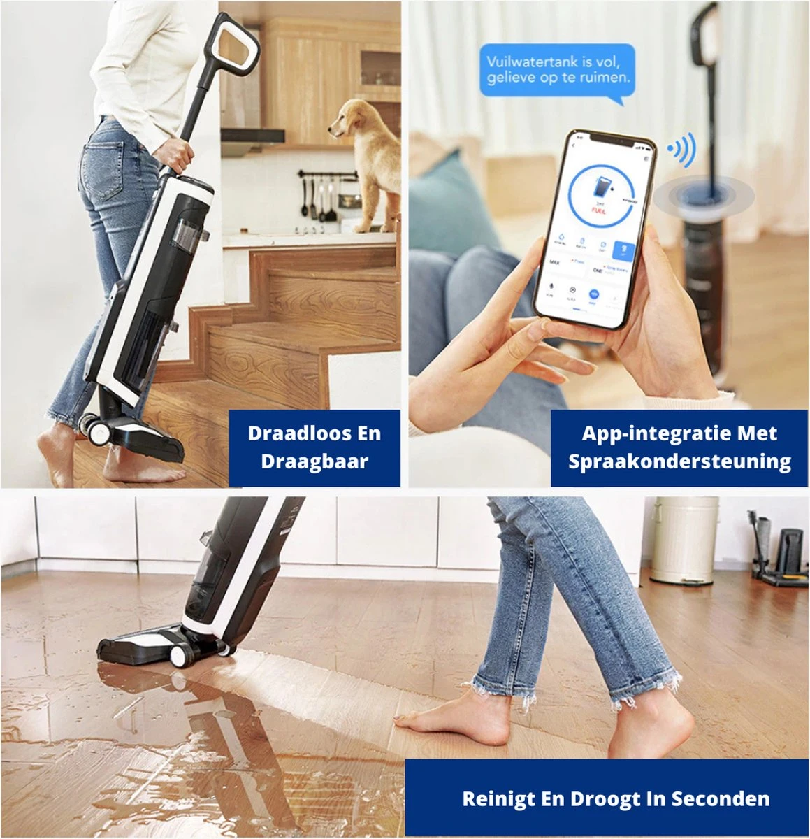 Tineco® - Draadloze Stofzuiger - Zonder Zak - Wassen En Stofzuigen - Floor One S3 Breeze - 220W Vermogen - Sterke Zuigkracht - 3-In-1 Apparaat - 4000mAh Batterij 8 Tineco® - Draadloze Stofzuiger - Zonder Zak - Wassen En Stofzuigen - Floor One S3 Breeze - 220W Vermogen - Sterke Zuigkracht - 3-In-1 Apparaat - 4000mAh Batterij - Afbeelding 6