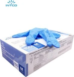 Intco Nitril Handschoenen - 100 Stuks Nitril Wegwerp Handschoenen - Poedervrij, Latexvrij - Onderzoekshandschoenen - Maat: M - Blauw