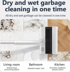 Royalty Line Vloerreiniger - Elektrische Rolveger - Elektrische Vloerreiniger - Steelstofzuiger Draadloos - Elektrische Bezem - Elektrische Veegborstel - 0,7 Liter - Draadloos - Incl. Accu En Lader - Wit / Zwart -Bol. 1171x1200 1