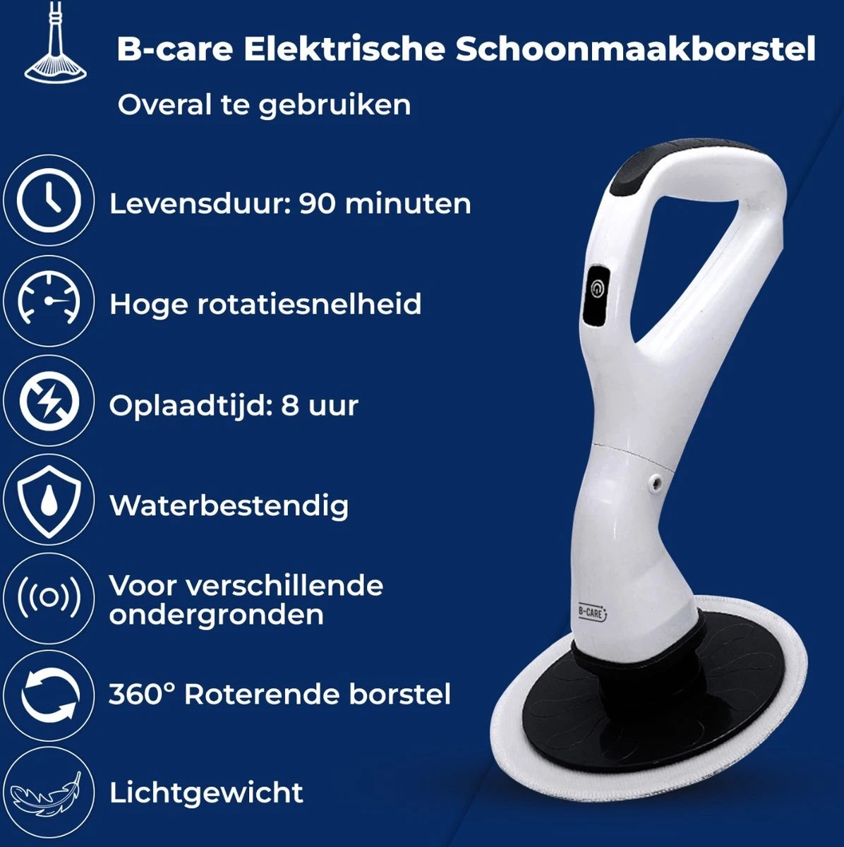 B-care Elektrische Schoonmaakborstel - 4 Opzetstukken - Wasborstel - Poetsmachine - Schrobborstel - Handborstel - Werkborstel - Schrobber - Boorborstel - Schoonmaakmiddelen - Reinigingsborstel 8 B-care Elektrische Schoonmaakborstel - 4 Opzetstukken - Wasborstel - Poetsmachine - Schrobborstel - Handborstel - Werkborstel - Schrobber - Boorborstel - Schoonmaakmiddelen - Reinigingsborstel - Afbeelding 6