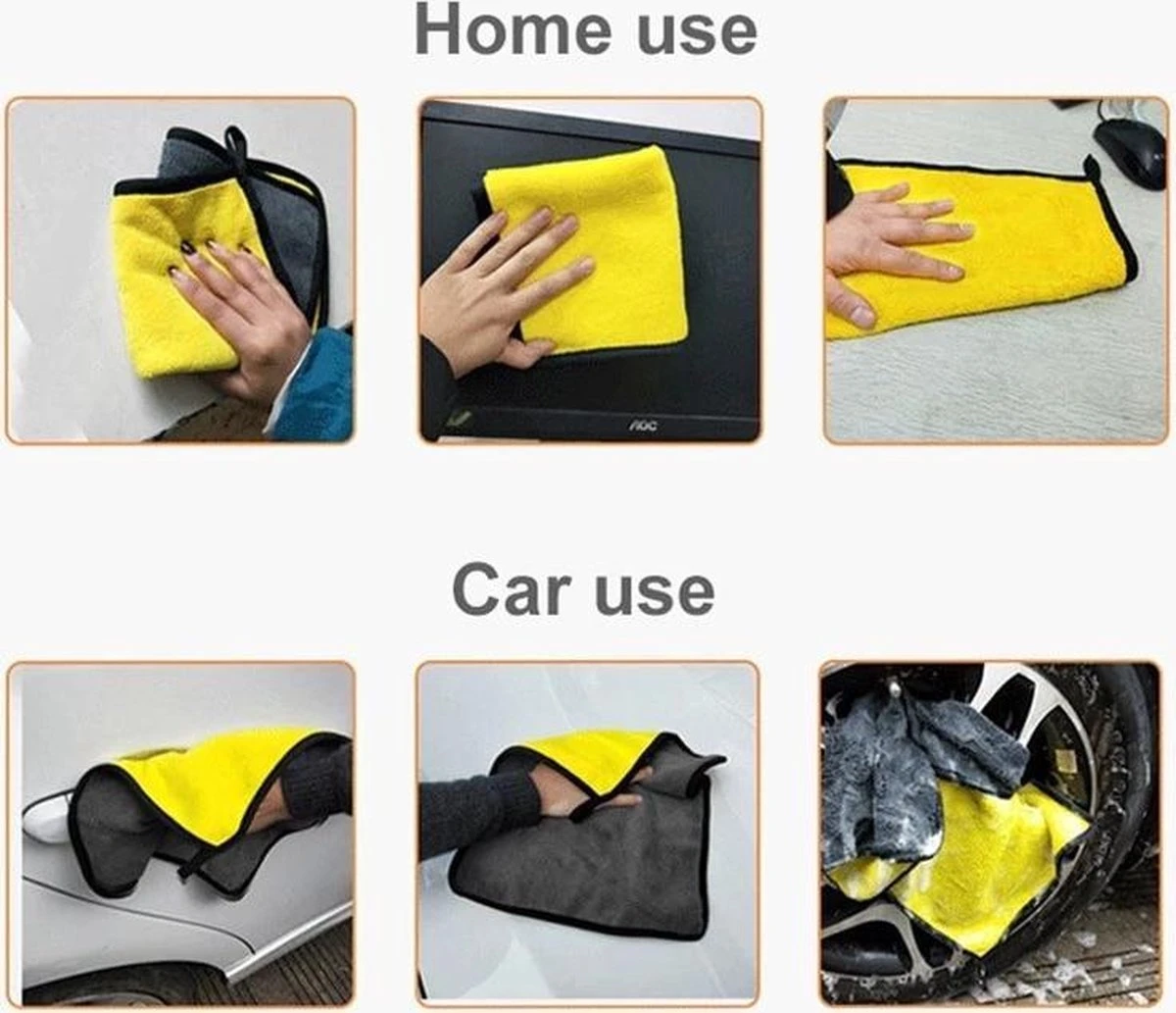 Microvezel Auto Droogdoek - 30cm X 40cm - Poetsdoek - Auto Poetsdoek - Schoonmaak Accesoires - Auto Handdoek - Droogdoek - Geel/Grijs - Watermagneet. 5 Microvezel Auto Droogdoek - 30cm X 40cm - Poetsdoek - Auto Poetsdoek - Schoonmaak Accesoires - Auto Handdoek - Droogdoek - Geel/Grijs - Watermagneet. - Afbeelding 3