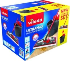 Vileda UltraMax Sensitive - Complete Set - Vlakke Microvezelmop + Emmer Met Pers - Voor Parket En Delicate Oppervlakken -Bol. 1200x1048