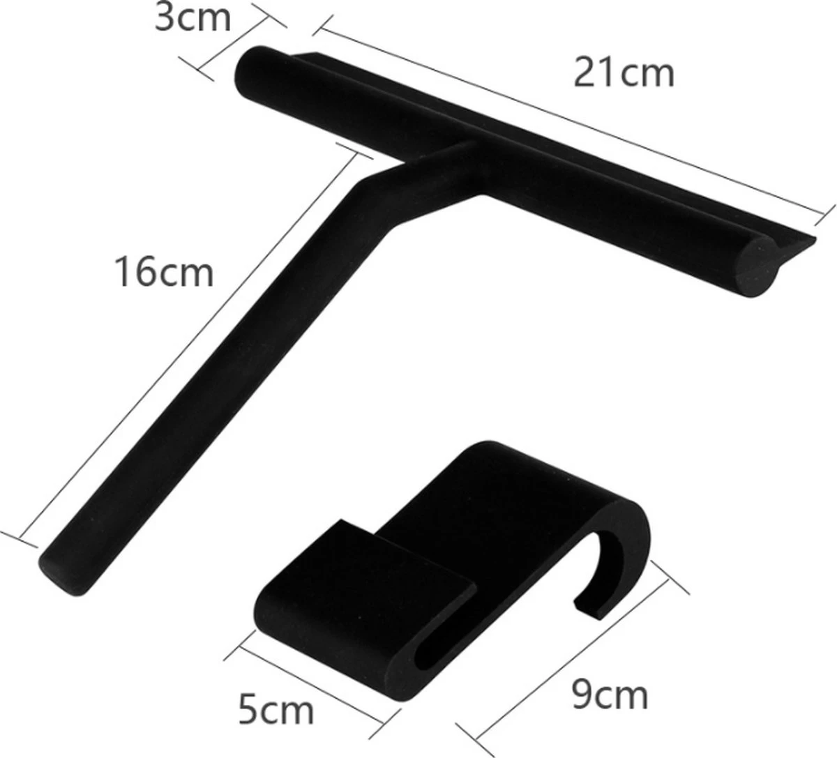 ATV PERFECTUM Douchewisser Zwart Met Ophangsysteem - Raamwisser- Trekker Douche - Silicone - 21cm X 16cm - Badkamer Accessoires - Douchewisser 5 ATV PERFECTUM Douchewisser Zwart Met Ophangsysteem - Raamwisser- Trekker Douche - Silicone - 21cm X 16cm - Badkamer Accessoires - Douchewisser - Afbeelding 3