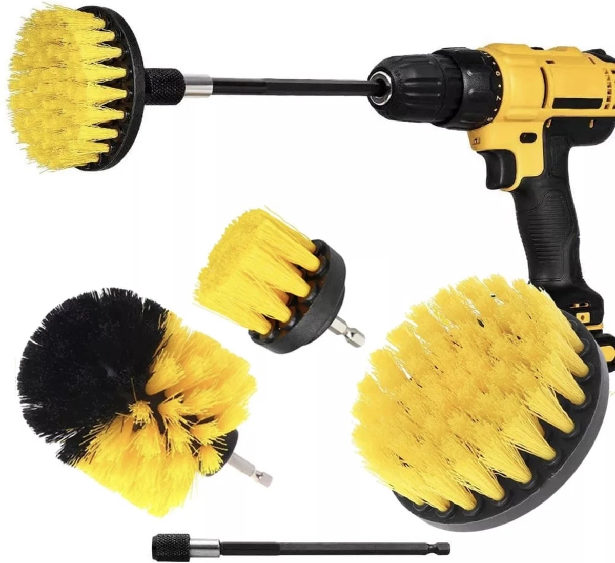 Merkloos 4-delige Borstelset Voor Boormachine - Inclusief Verlengstuk - Opzetborstels - Schrobborstel - Schuurborstel - Schoonmaakborstel - Tapijtreiniger - Brush - Geel - Gratis Verzending 3 Merkloos 4-delige Borstelset Voor Boormachine - Inclusief Verlengstuk - Opzetborstels - Schrobborstel - Schuurborstel - Schoonmaakborstel - Tapijtreiniger - Brush - Geel - Gratis Verzending