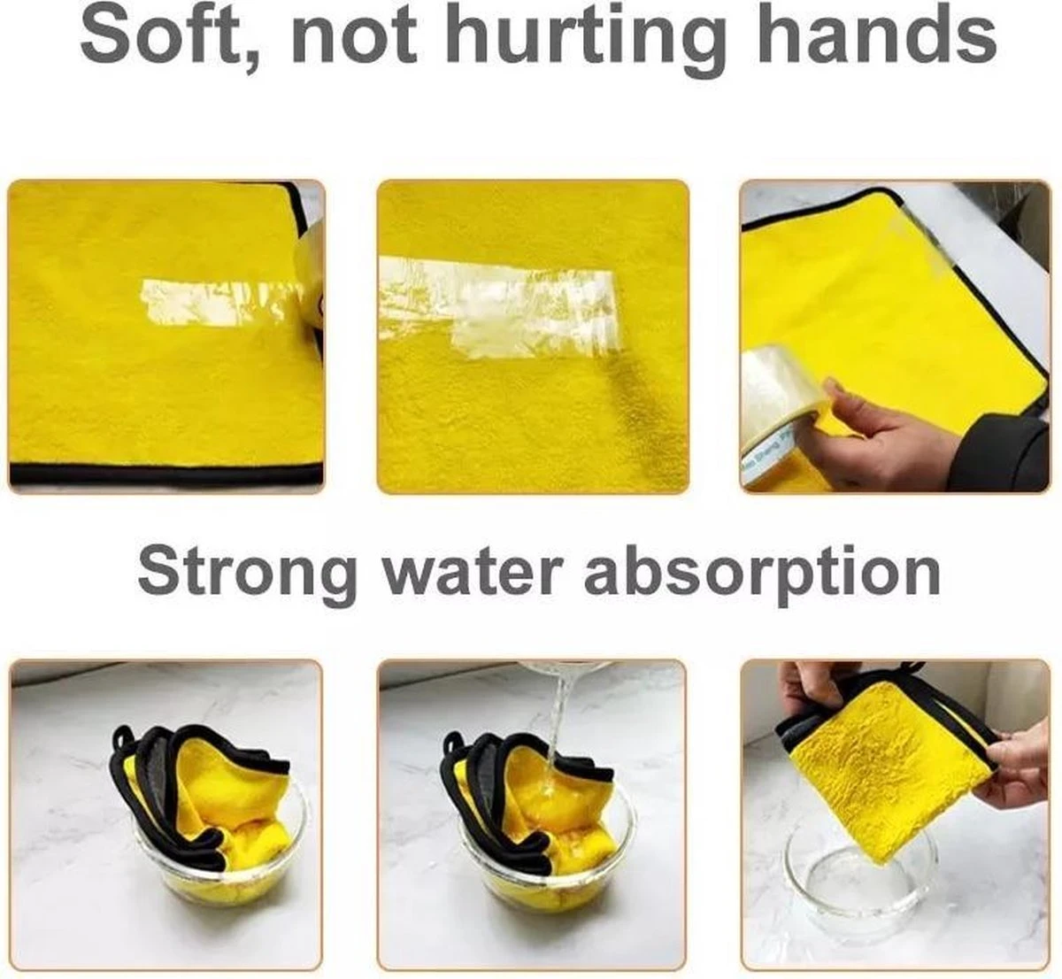 Microvezel Auto Droogdoek - 30cm X 40cm - Poetsdoek - Auto Poetsdoek - Schoonmaak Accesoires - Auto Handdoek - Droogdoek - Geel/Grijs - Watermagneet. 6 Microvezel Auto Droogdoek - 30cm X 40cm - Poetsdoek - Auto Poetsdoek - Schoonmaak Accesoires - Auto Handdoek - Droogdoek - Geel/Grijs - Watermagneet. - Afbeelding 4