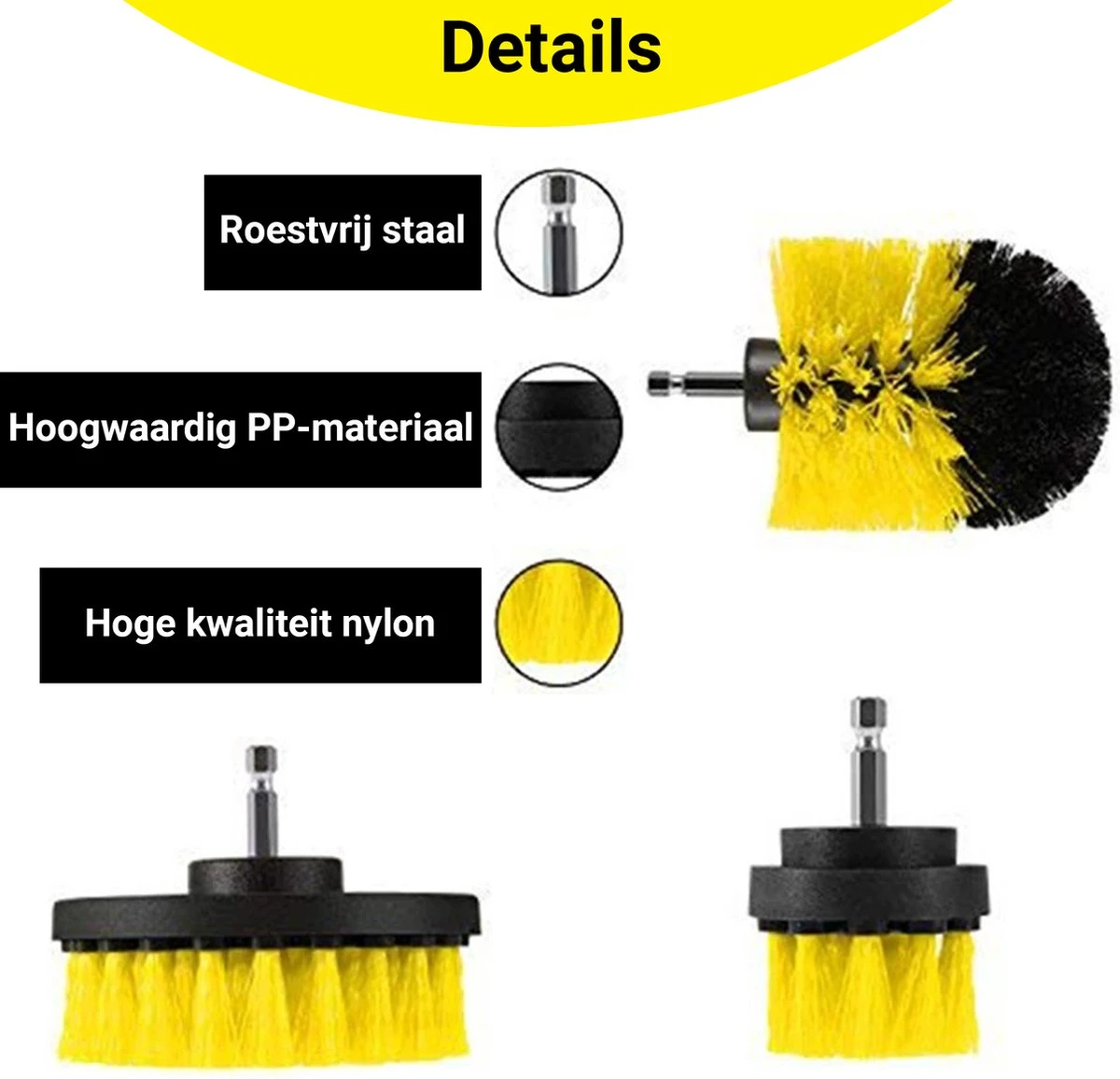 Merkloos 4-delige Borstelset Voor Boormachine - Inclusief Verlengstuk - Opzetborstels - Schrobborstel - Schuurborstel - Schoonmaakborstel - Tapijtreiniger - Brush - Geel - Gratis Verzending 7 Merkloos 4-delige Borstelset Voor Boormachine - Inclusief Verlengstuk - Opzetborstels - Schrobborstel - Schuurborstel - Schoonmaakborstel - Tapijtreiniger - Brush - Geel - Gratis Verzending - Afbeelding 5