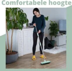 Powarkleen - Vloertrekker Met Steel & Bezem 2 In 1 - Vloerwisser Voor Badkamer Vloer - Groen -Bol. 1200x1176 2