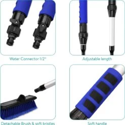 Navaris Telescopische Autowasborstel - Watergevoerde Wasborstel Voor Auto's En Ramen Met Uitschuifbare Lange Handgreep En Zachte Haren - Blauw -Bol. 1200x1193 5