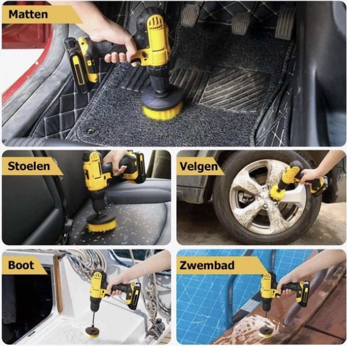 Merkloos 4-delige Borstelset Voor Boormachine - Inclusief Verlengstuk - Opzetborstels - Schrobborstel - Schuurborstel - Schoonmaakborstel - Tapijtreiniger - Brush - Geel - Gratis Verzending 12 Merkloos 4-delige Borstelset Voor Boormachine - Inclusief Verlengstuk - Opzetborstels - Schrobborstel - Schuurborstel - Schoonmaakborstel - Tapijtreiniger - Brush - Geel - Gratis Verzending - Afbeelding 10