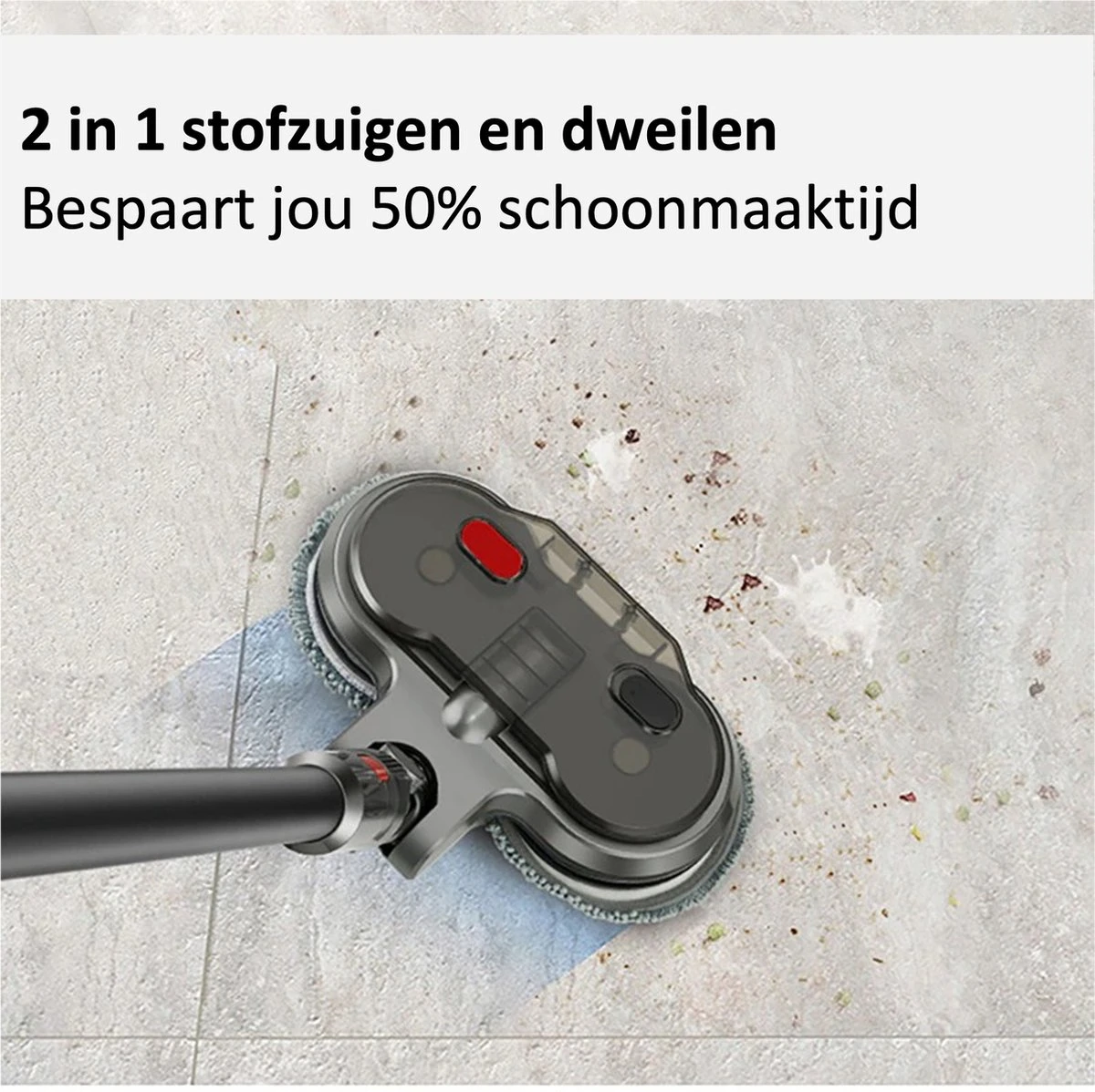 Dunmak Home - Elektrische Dweil - Elektrische Mop - Voor Dyson V8 V7 V10 V11 Series - Vloerwisser - Vloermop - Elektrische Vloerwisser - 2 In 1 Stofzuig En Dweil - GRATIS 6 Mops 6 Dunmak Home - Elektrische Dweil - Elektrische Mop - Voor Dyson V8 V7 V10 V11 Series - Vloerwisser - Vloermop - Elektrische Vloerwisser - 2 In 1 Stofzuig En Dweil - GRATIS 6 Mops - Afbeelding 4