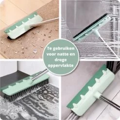 Powarkleen - Vloertrekker Met Steel & Bezem 2 In 1 - Vloerwisser Voor Badkamer Vloer - Groen -Bol. 1200x1199