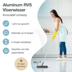 Merkloos Vloertrekker Met Steel - Perfect. Voor Vloer & Raam - Verstelbare Lengte - 180 Graden Draaibaar - Douchewisser - Vloerwisser - Verwijderbare Handgreep-130 Cm -Bol. 1200x1200 136