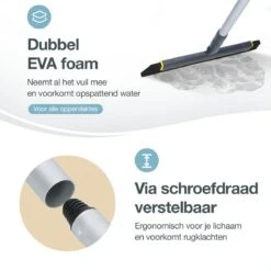 Merkloos Vloertrekker Met Steel - Perfect. Voor Vloer & Raam - Verstelbare Lengte - 180 Graden Draaibaar - Douchewisser - Vloerwisser - Verwijderbare Handgreep-130 Cm -Bol. 1200x1200 140