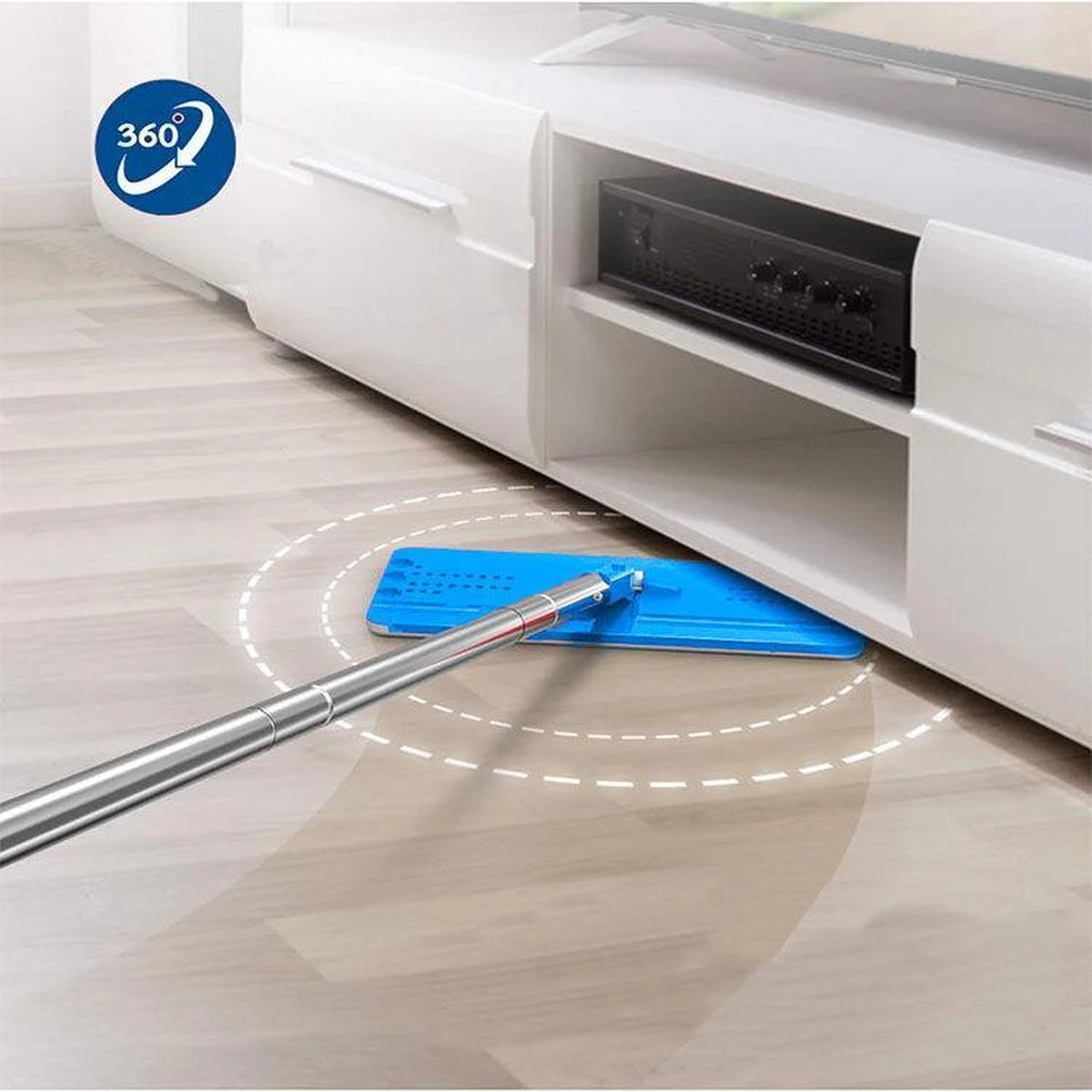 Handy Mop - Dweilsysteem - Vloerwisser - Emmer Met Wringer - Blauw 4 Handy Mop - Dweilsysteem - Vloerwisser - Emmer Met Wringer - Blauw - Afbeelding 2