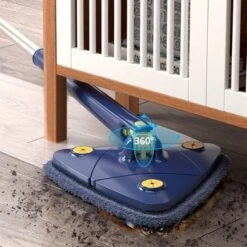 EasyClean - Dweil - Mop - Dweilsysteem - Dweilset - Vloertrekker Met Steel - Vloermop - Vloertrekker - Vloerwisser - Mopset - 360 Graden Schoonmaak - Dweil Met Wringer - Blauw - In Hoogte Verstelbaar - Driehoekig - 3 Gratis Microvezelschoonmaakdoeken -Bol. 1200x1200 168