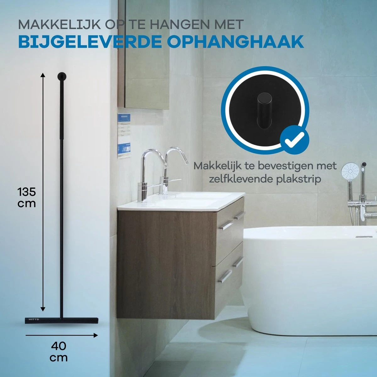 WITTS Luxe Vloerwisser - RVS - Vloertrekker - Vloertrekker Met Steel - Vloerwisser Badkamer 6 WITTS Luxe Vloerwisser - RVS - Vloertrekker - Vloertrekker Met Steel - Vloerwisser Badkamer - Afbeelding 4