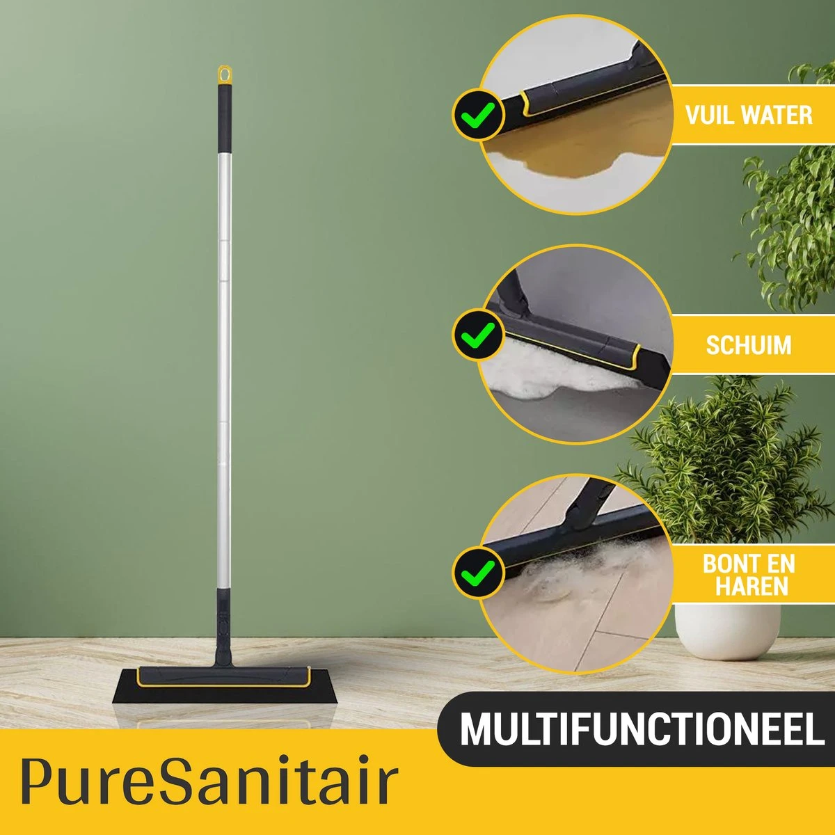 PureSanitair Vloertrekker – Vloerwisser - Raamwisser – Vloertrekker Met Steel – Raamtrekker – Ramenwisser 4 PureSanitair Vloertrekker – Vloerwisser - Raamwisser – Vloertrekker Met Steel – Raamtrekker – Ramenwisser - Afbeelding 2