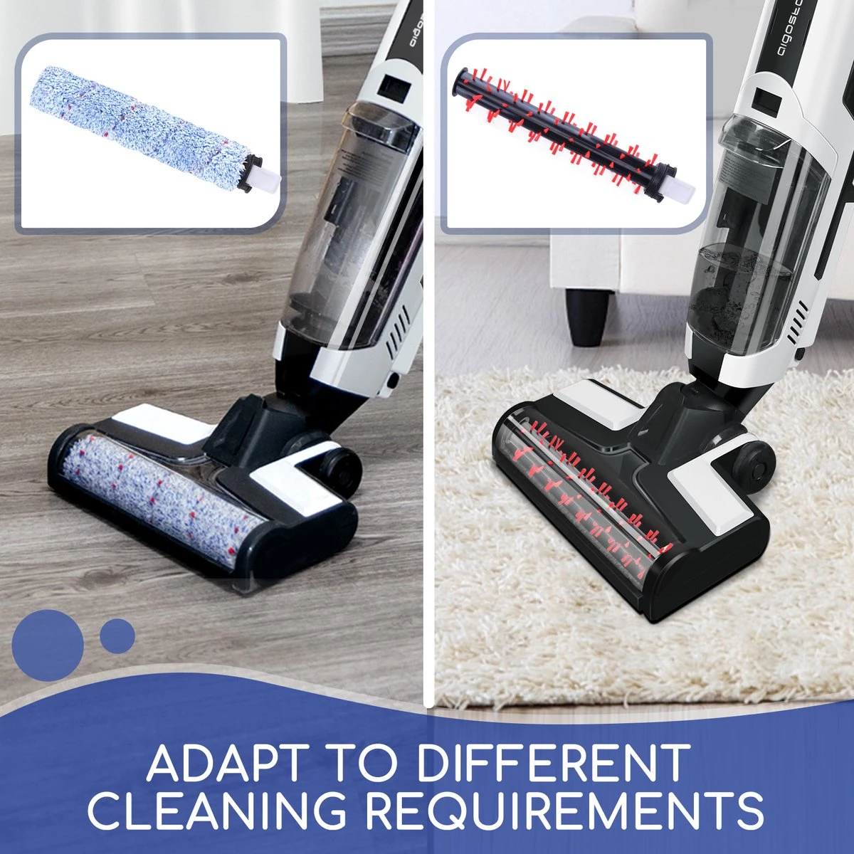 Aigostar 3 In 1 Vloerreiniger - Stofzuiger En Dweilen In 1 - Steelstofzuiger Met Dweilfunctie - Dweilapparaat Draadloos - Whale 33ZDR 10 Aigostar 3 In 1 Vloerreiniger - Stofzuiger En Dweilen In 1 - Steelstofzuiger Met Dweilfunctie - Dweilapparaat Draadloos - Whale 33ZDR - Afbeelding 8