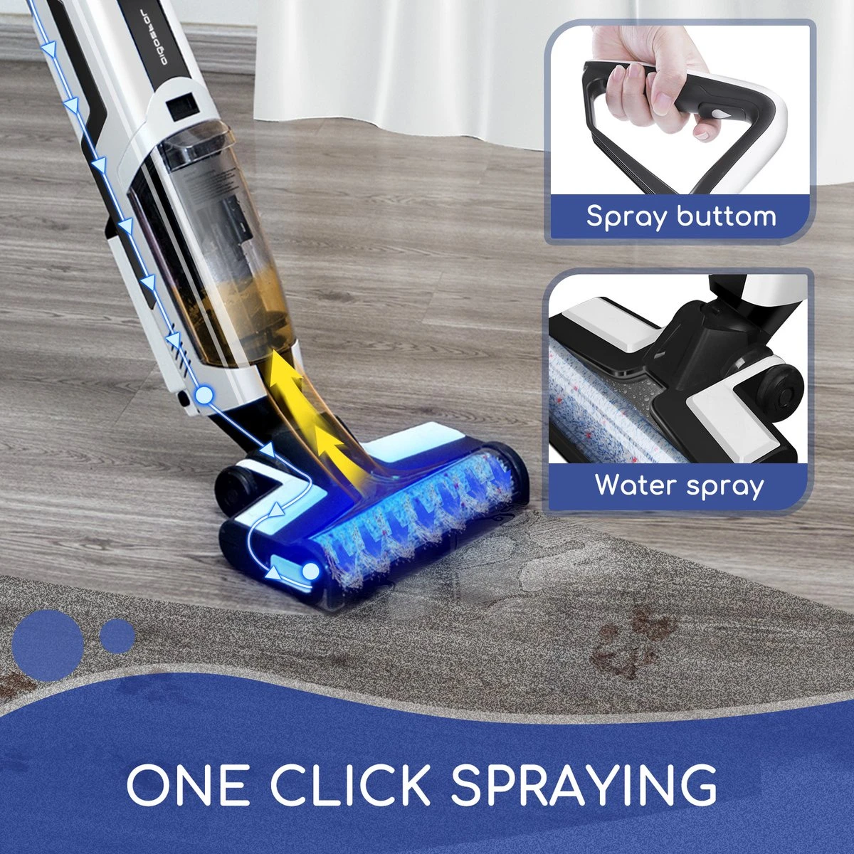 Aigostar 3 In 1 Vloerreiniger - Stofzuiger En Dweilen In 1 - Steelstofzuiger Met Dweilfunctie - Dweilapparaat Draadloos - Whale 33ZDR 12 Aigostar 3 In 1 Vloerreiniger - Stofzuiger En Dweilen In 1 - Steelstofzuiger Met Dweilfunctie - Dweilapparaat Draadloos - Whale 33ZDR - Afbeelding 10