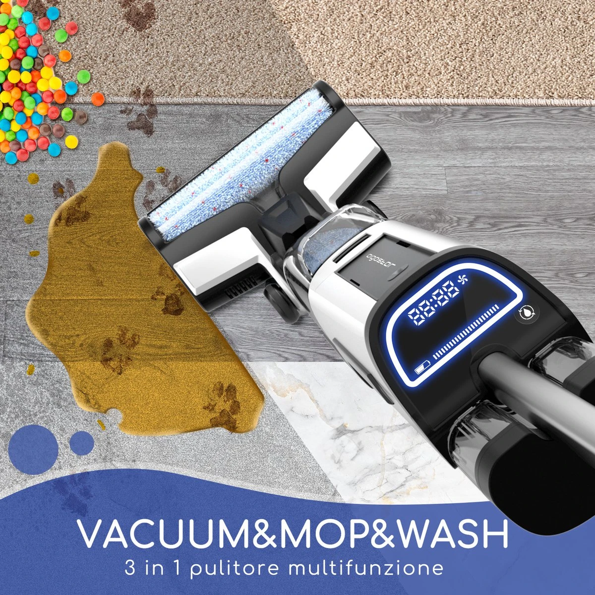 Aigostar 3 In 1 Vloerreiniger - Stofzuiger En Dweilen In 1 - Steelstofzuiger Met Dweilfunctie - Dweilapparaat Draadloos - Whale 33ZDR 13 Aigostar 3 In 1 Vloerreiniger - Stofzuiger En Dweilen In 1 - Steelstofzuiger Met Dweilfunctie - Dweilapparaat Draadloos - Whale 33ZDR - Afbeelding 11