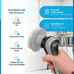 Qualitics Elektrische Schoonmaakborstel - Roterende Polijstmachine - Schrobborstel - Poetsmachine - Vloerreiniger Met 10 Opzetstukken -Bol. 1200x1200 629