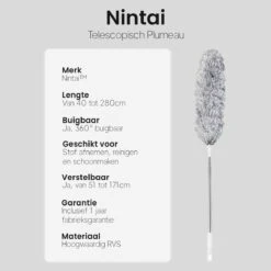 Plumeau Uitschuifbaar Tot 280cm - RVS - Telescopisch - Plumeau Met Telescoopsteel - 360° Flexibel 18 Plumeau Uitschuifbaar Tot 280cm - RVS - Telescopisch - Plumeau Met Telescoopsteel - 360° Flexibel -Bol. 1200x1200 811