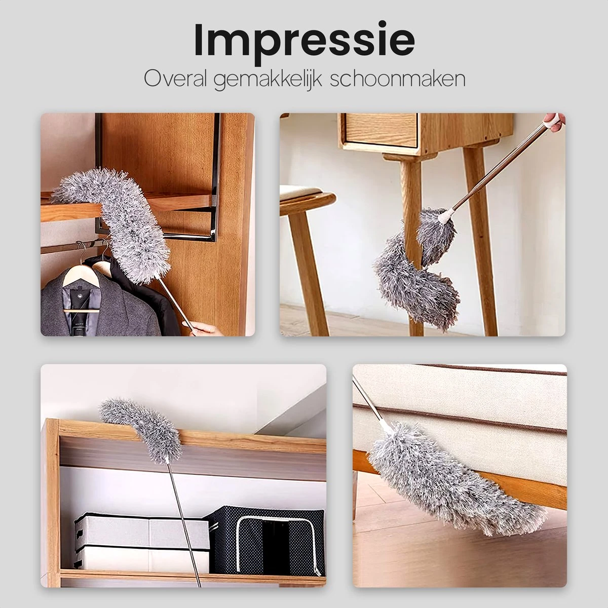 Plumeau Uitschuifbaar Tot 280cm - RVS - Telescopisch - Plumeau Met Telescoopsteel - 360° Flexibel 11 Plumeau Uitschuifbaar Tot 280cm - RVS - Telescopisch - Plumeau Met Telescoopsteel - 360° Flexibel - Afbeelding 9