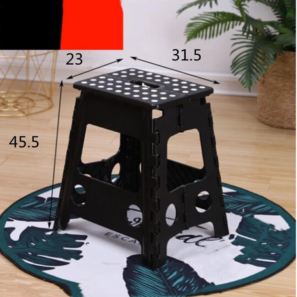 Merkloos Verdikt Kunststof Klapkruk-draagbaar-opvouwbare Kruk-Met Antislip Oppervlak Zwart 29x22cmx45cm 8 Merkloos Verdikt Kunststof Klapkruk-draagbaar-opvouwbare Kruk-Met Antislip Oppervlak Zwart 29x22cmx45cm - Afbeelding 6