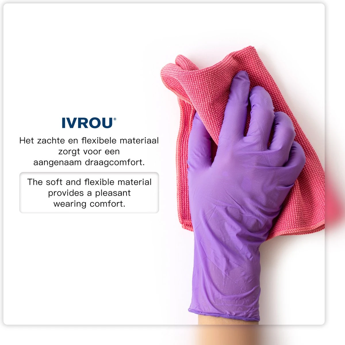 IVROU® Nitril Handschoenen - 100 Stuks Wegwerp Handschoenen - Poeder Vrij, Latex Vrij - Maat: M - Violet Blauw 6 IVROU® Nitril Handschoenen - 100 Stuks Wegwerp Handschoenen - Poeder Vrij, Latex Vrij - Maat: M - Violet Blauw - Afbeelding 4