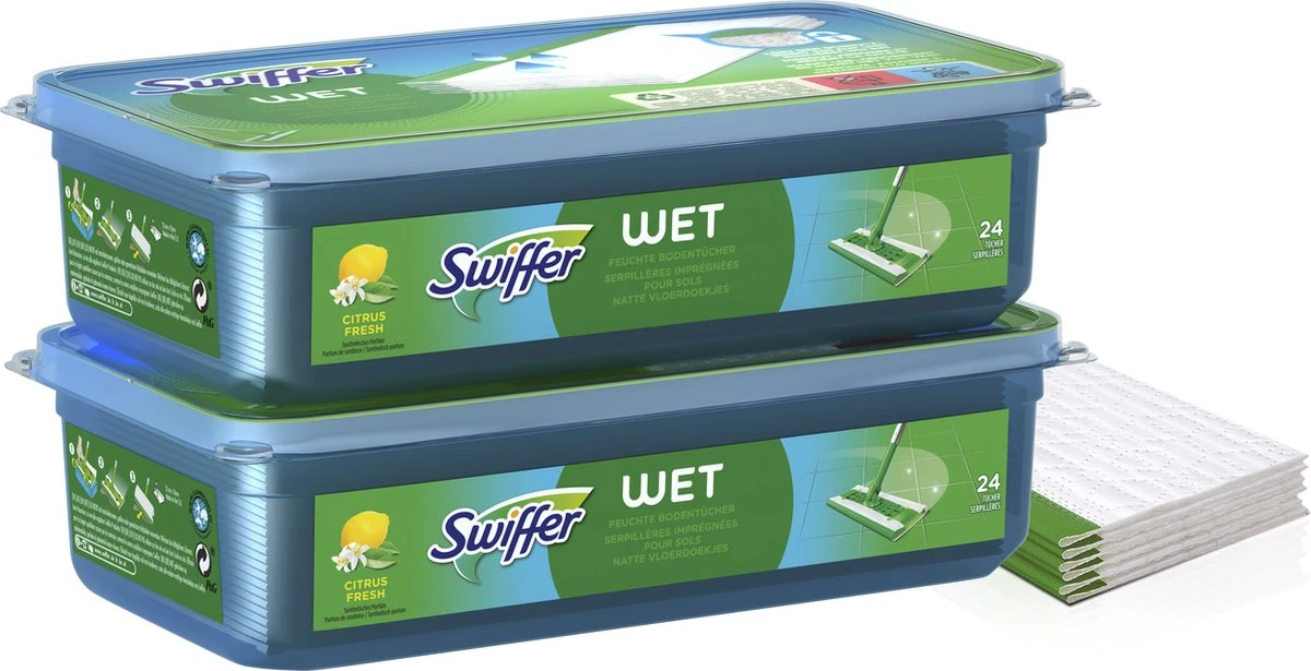 Swiffer Vloerreiniger - Vochtige Vloerdoekjes - Geur Van Citrus Fresh - Voordeelverpakking 2 X 48 Stuks 3 Swiffer Vloerreiniger - Vochtige Vloerdoekjes - Geur Van Citrus Fresh - Voordeelverpakking 2 X 48 Stuks