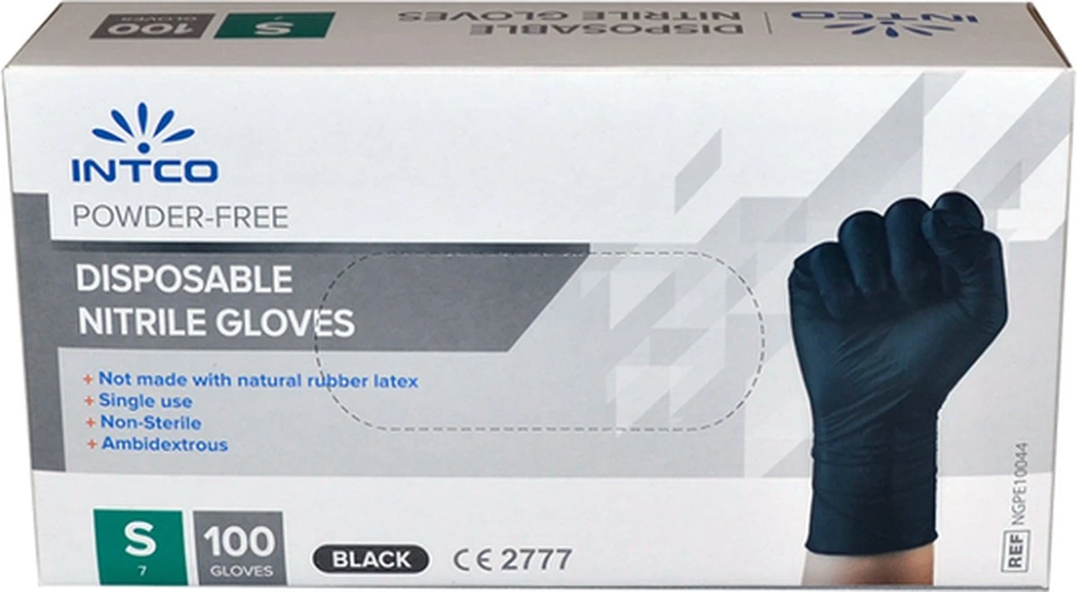 Intco Nitril Handschoenen - Latex Vrij - Zwart - 100 Stuks - Maat Small 8 Intco Nitril Handschoenen - Latex Vrij - Zwart - 100 Stuks - Maat Small - Afbeelding 6