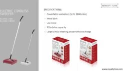 Royalty Line Vloerreiniger - Elektrische Rolveger - Elektrische Vloerreiniger - Steelstofzuiger Draadloos - Elektrische Bezem - Elektrische Veegborstel - 0,7 Liter - Draadloos - Incl. Accu En Lader - Wit / Zwart -Bol. 1200x693 2