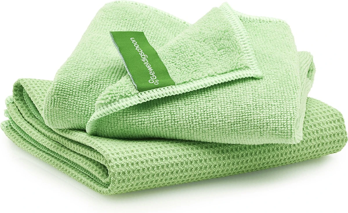 Geweldigschoon Groene Microvezel Raamdoekenset Bestaande Uit 1 Schoonmaakdoek + 1 Droogdoek (raamdoeken, Raamset) 3 Geweldigschoon Groene Microvezel Raamdoekenset Bestaande Uit 1 Schoonmaakdoek + 1 Droogdoek (raamdoeken, Raamset)