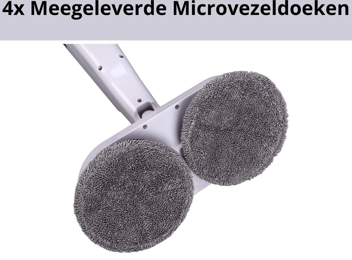 Elektrische Dweil - Elektrische Mop - Dweilapparaat - Elektrische Vloerreiniger - Draadloze Dweil - Incl. Batterijen - Wit/Zilver - 4 Elektrische Dweil - Elektrische Mop - Dweilapparaat - Elektrische Vloerreiniger - Draadloze Dweil - Incl. Batterijen - Wit/Zilver - - Afbeelding 2