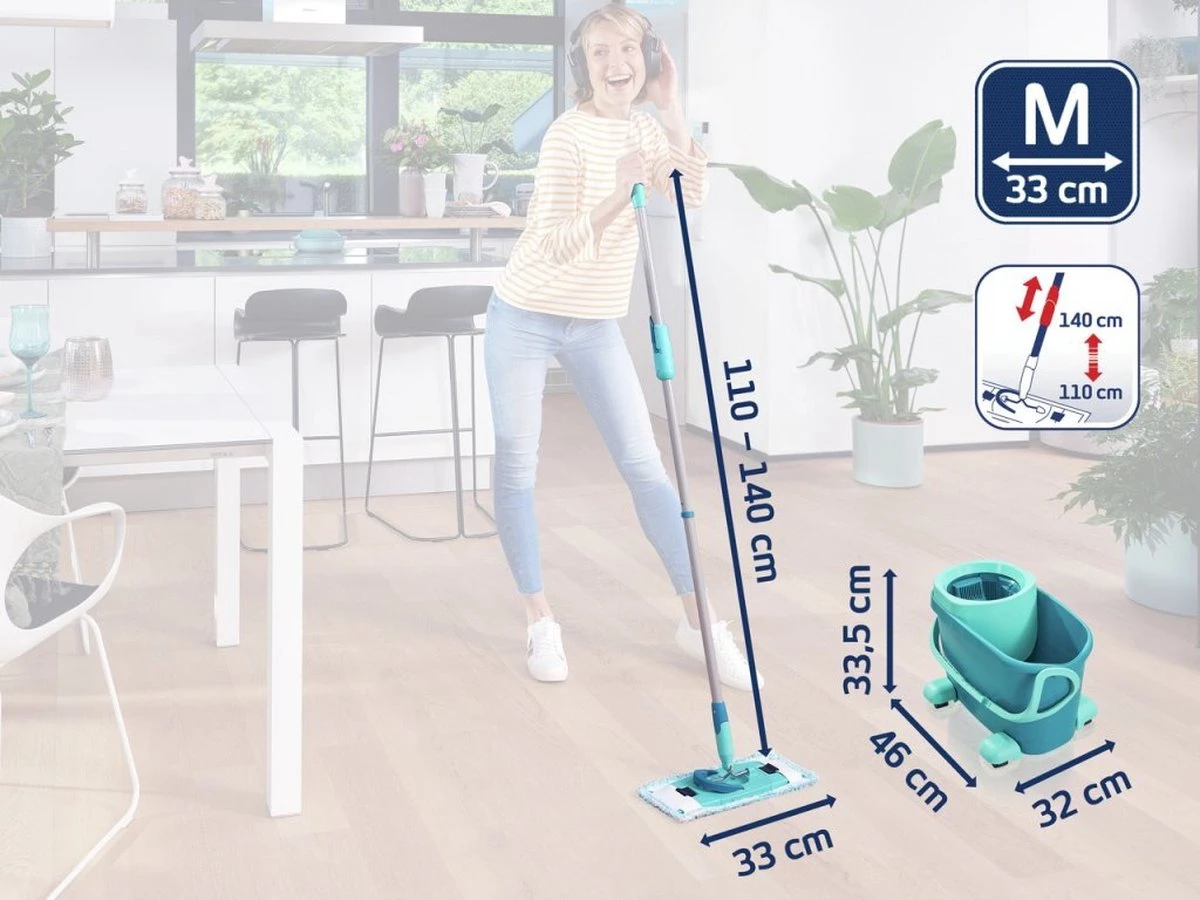 Leifheit Clean Twist M Vloerwisser Ergo Mobiel - Dweil Set Compleet Systeem Met Wieltjes - 33 Cm - 6 Liter 10 Leifheit Clean Twist M Vloerwisser Ergo Mobiel - Dweil Set Compleet Systeem Met Wieltjes - 33 Cm - 6 Liter - Afbeelding 8