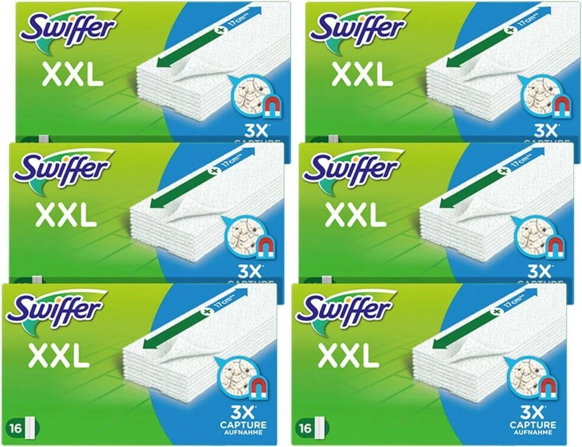 Swiffer Vloerreiniger XXL Droge Doekjes - Voordeelverpakking 6 X 16 Navullingen 3 Swiffer Vloerreiniger XXL Droge Doekjes - Voordeelverpakking 6 X 16 Navullingen