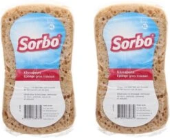 2x Grote Sorbo Schoonmaakspons / Viscose Autospons 20 X11 Cm - Schoonmaakartikelen / Auto Wassen