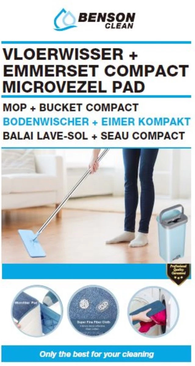 Benson Vloerwisser + Emmerset Compact + Microvezel Pad | Dweil 11 Benson Vloerwisser + Emmerset Compact + Microvezel Pad | Dweil - Afbeelding 9