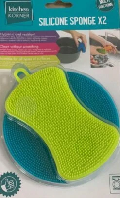 2x Silicone Spons- Clean- Kitchen Korner- Multi Functioneel- Hygiëne.