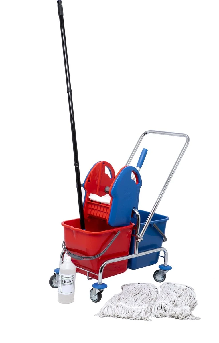 MAUS Dweil Set Professional 2x20liter - Compleet Dweilsysteem - Dubbele Mopwagen Set - Professioneel Dweilen 6 MAUS Dweil Set Professional 2x20liter - Compleet Dweilsysteem - Dubbele Mopwagen Set - Professioneel Dweilen - Afbeelding 4