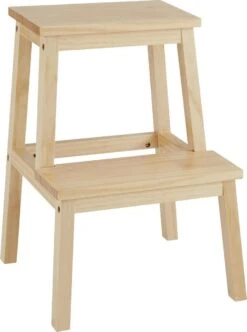 Houten Opstapje - Krukje Met 2 Niveaus - Bruin