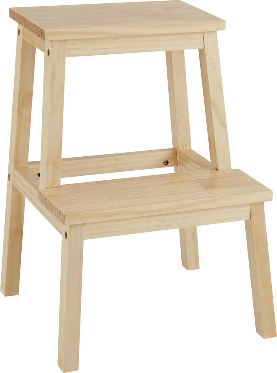 Houten Opstapje - Krukje Met 2 Niveaus - Bruin 3 Houten Opstapje - Krukje Met 2 Niveaus - Bruin