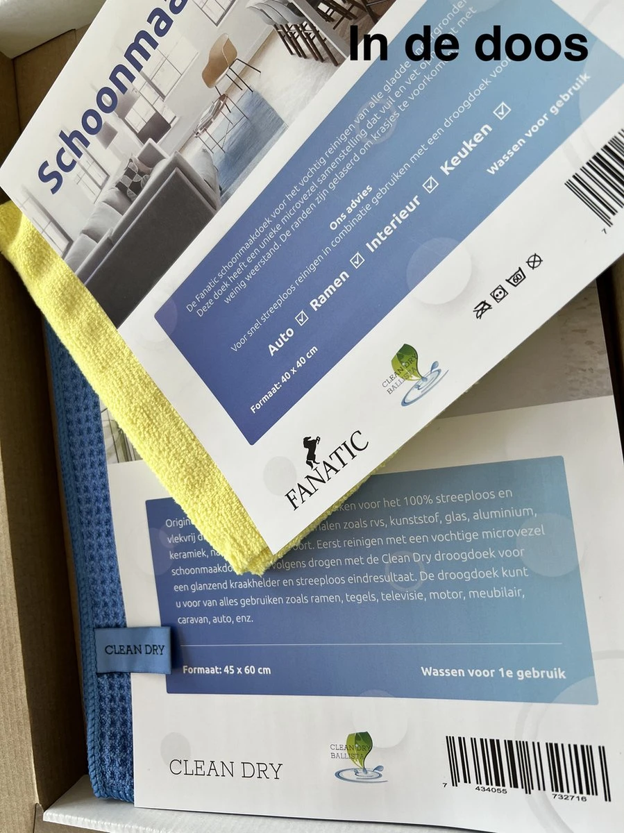Merkloos Clean Dry Ramenset Raamdoeken Origineel 45 X 60 Blauw/Geel 4 Merkloos Clean Dry Ramenset Raamdoeken Origineel 45 X 60 Blauw/Geel - Afbeelding 2