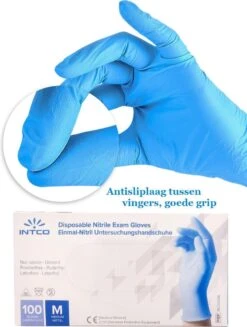 Intco Nitril Handschoenen - 100 Stuks Nitrile Wegwerp Handschoenen - Poedervrij, Latexvrij - Onderzoekshandschoenen - Maat: S - Blauw -Bol. 907x1200 4