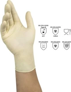 ANSELL MICROFLEX® 63-864 - Latex Wegwerp Handschoenen, Poedervrij, M, Wit, 100 Stuks -Bol. 925x1200